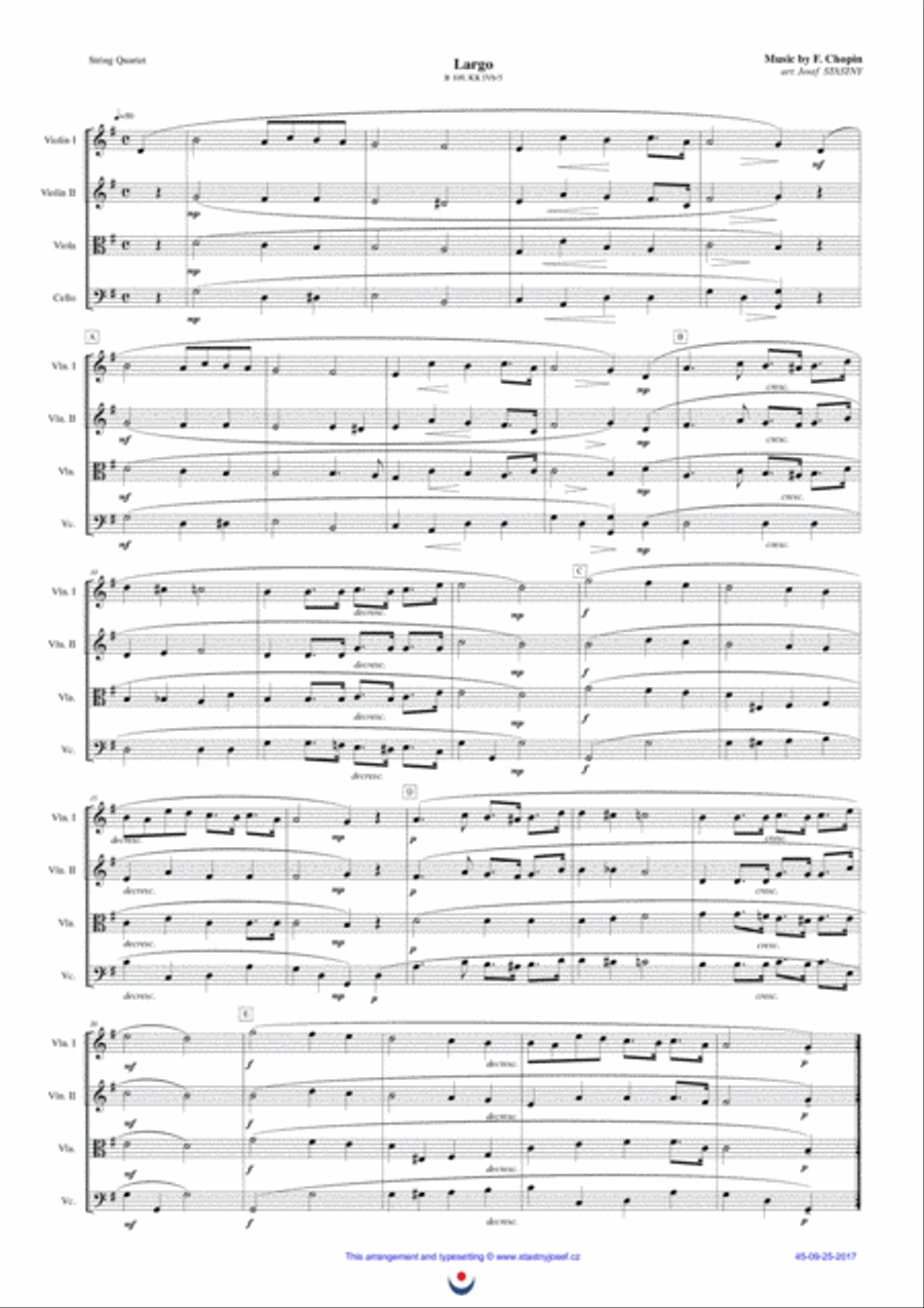 Largo (Chopin) String Quartet scores gallery preview page 1