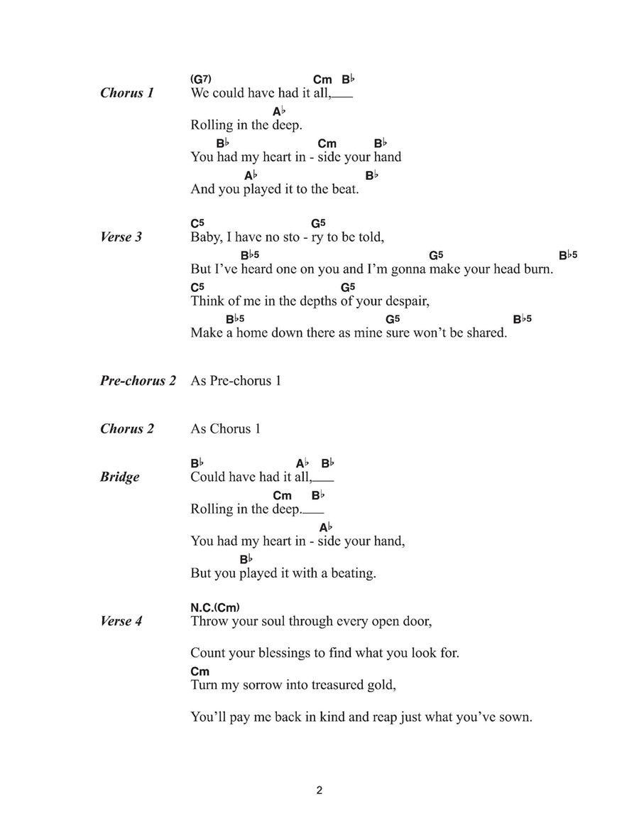 Rolling In The Deep Acoustic Guitar scores gallery preview page 2