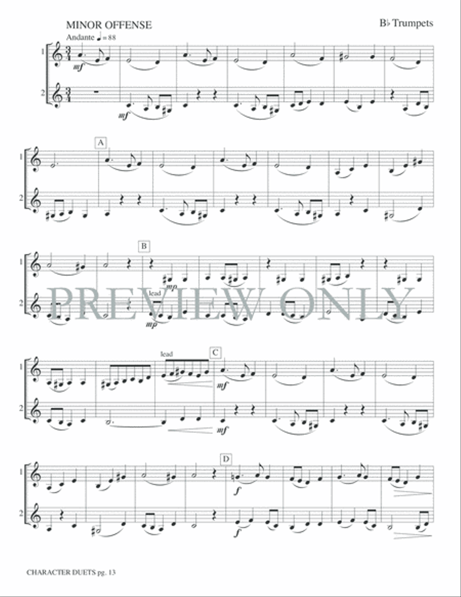 Just for Two -- Character Duets Trumpet Duet scores gallery preview page 15