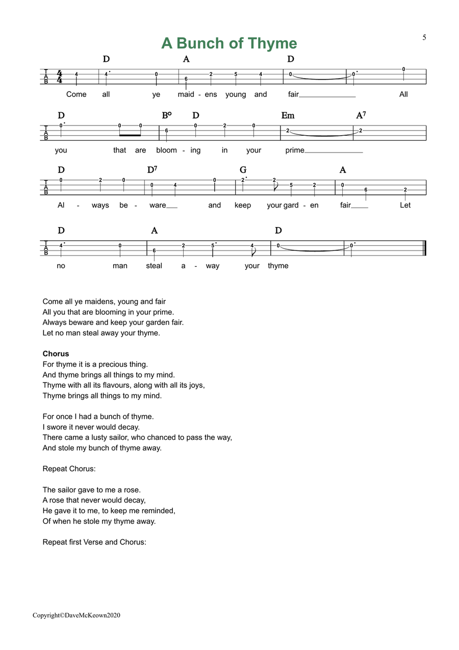 24 Favourite Songs of Ireland, for Tenor Banjo Tab CGDA Banjo scores gallery preview page 5