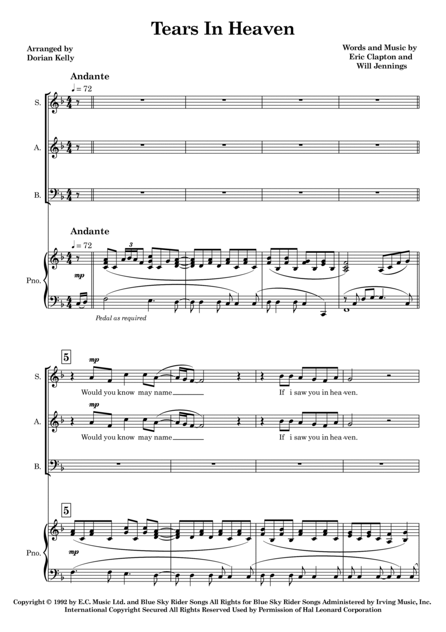 Tears In Heaven Tears In Heaven 3-Part scores gallery preview page 1