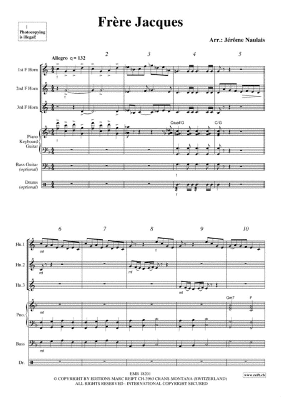 Frere Jacques Frere Jacques Horn scores gallery preview page 3
