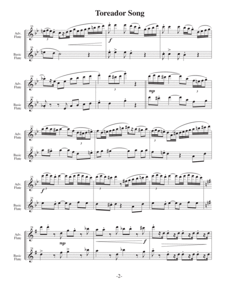 The Toreador Song - Bizet (Arrangements Level 3-5 for FLUTE + Written acc) image number null