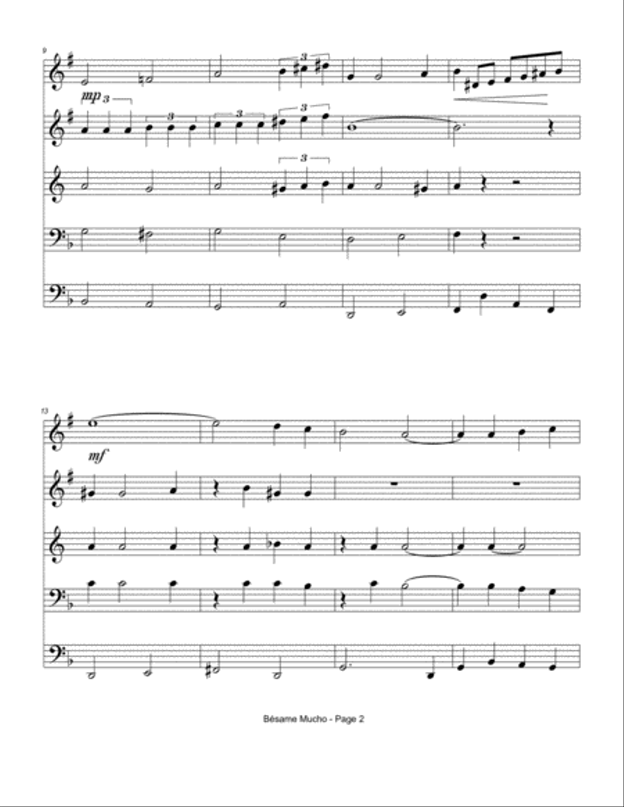 Besame Mucho (Kiss Me Much) Brass Ensemble scores gallery preview page 3