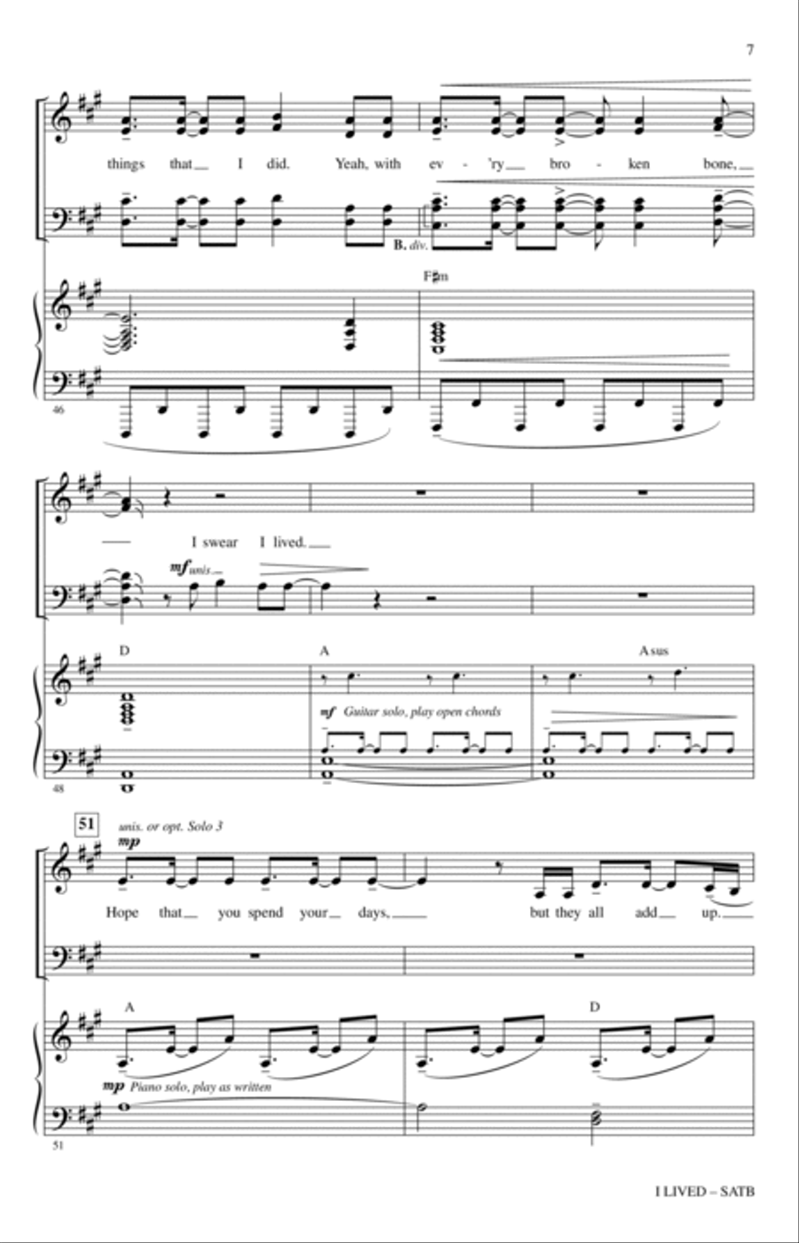 I Lived (arr. Jacob Narverud) 4-Part scores gallery preview page 6