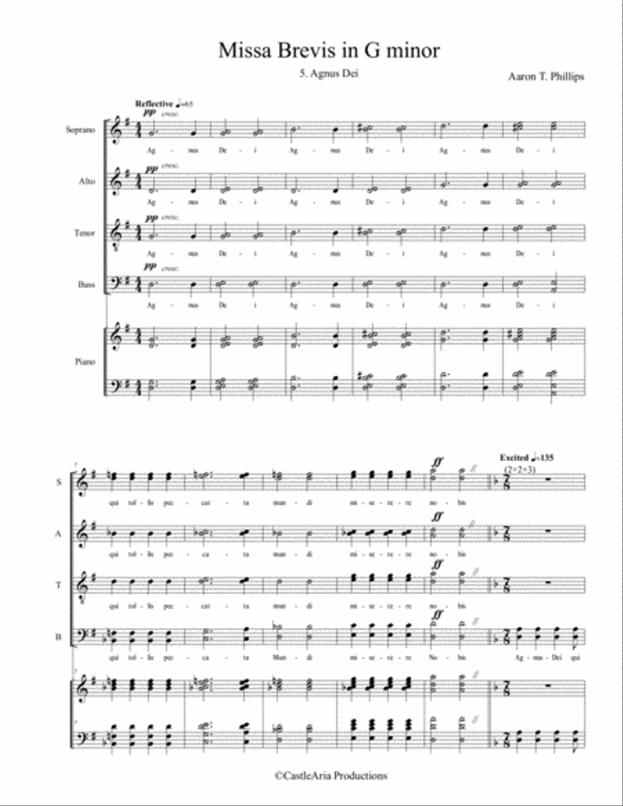 Agnus Dei From Missa Brevis in G minor 4-Part scores gallery preview page 1