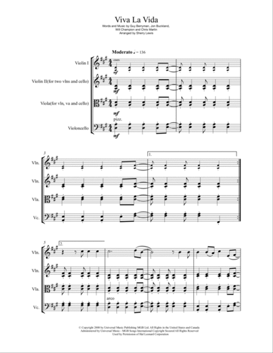 Viva La Vida String Trio scores gallery preview page 3