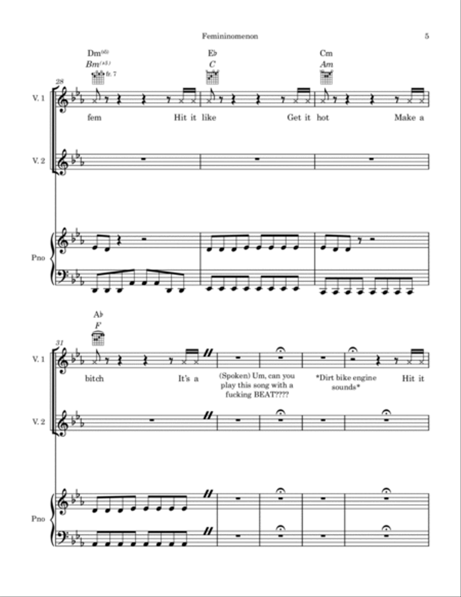 Femininomenon Piano, Vocal, Guitar scores gallery preview page 5