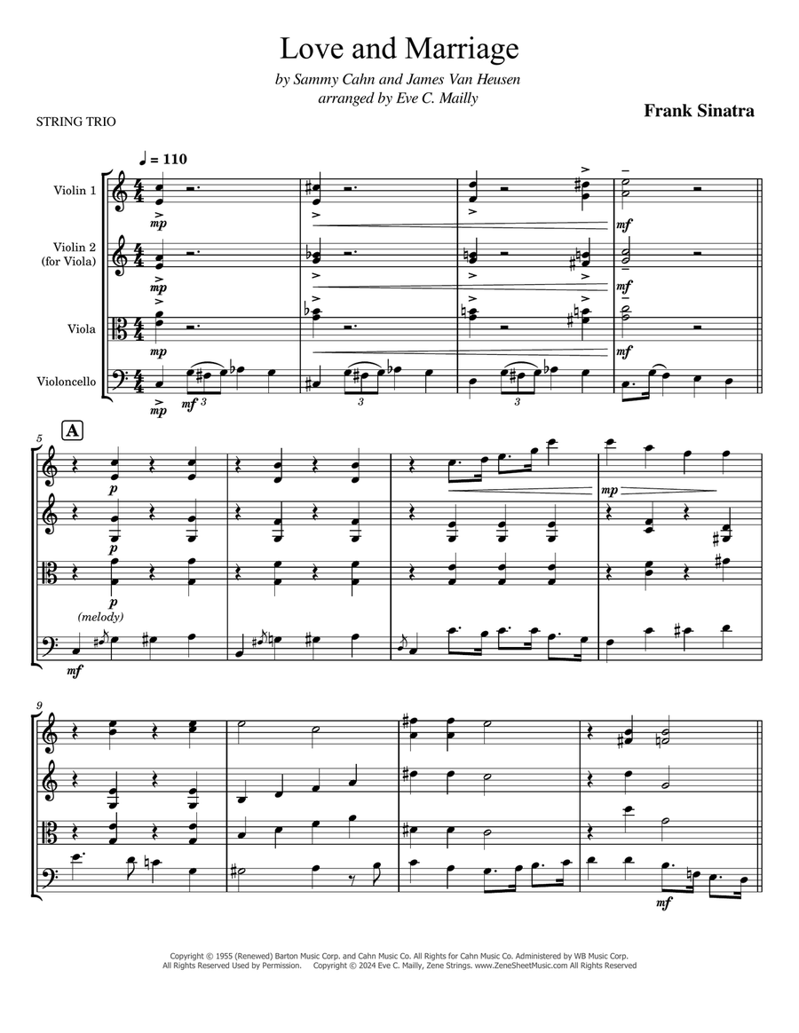 Love And Marriage String Trio scores gallery preview page 1
