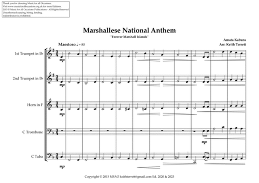 Marshallese National Anthem for Brass Quintet image number null