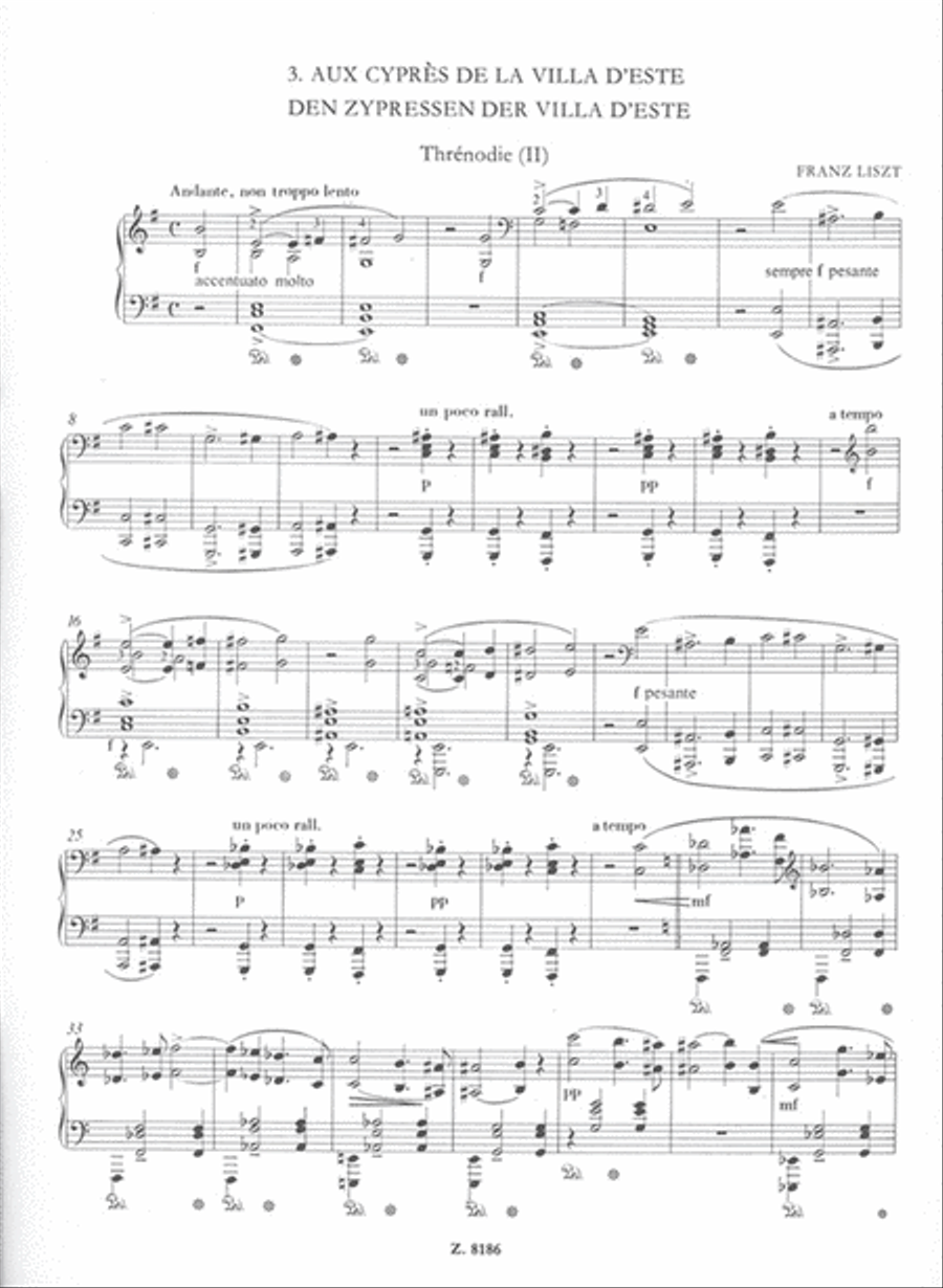 Aux Cypres de la Villa d'Este No. 2 Annees de Pe Piano Solo scores gallery preview page 2