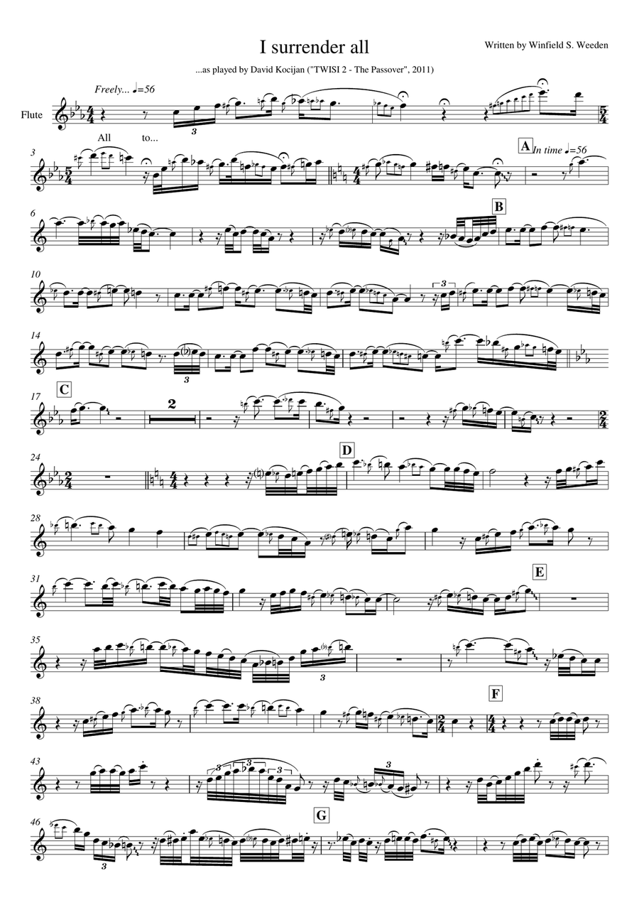I surrender all (flute) Flute Solo scores gallery preview page 1