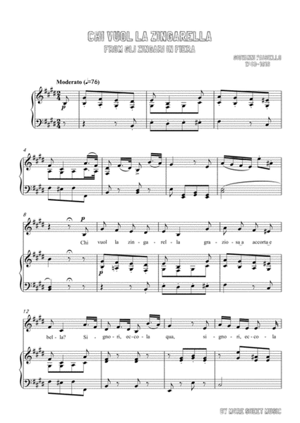 Paisiello-Chi Vuol la zingarella in E Major,for Voice and Piano image number null