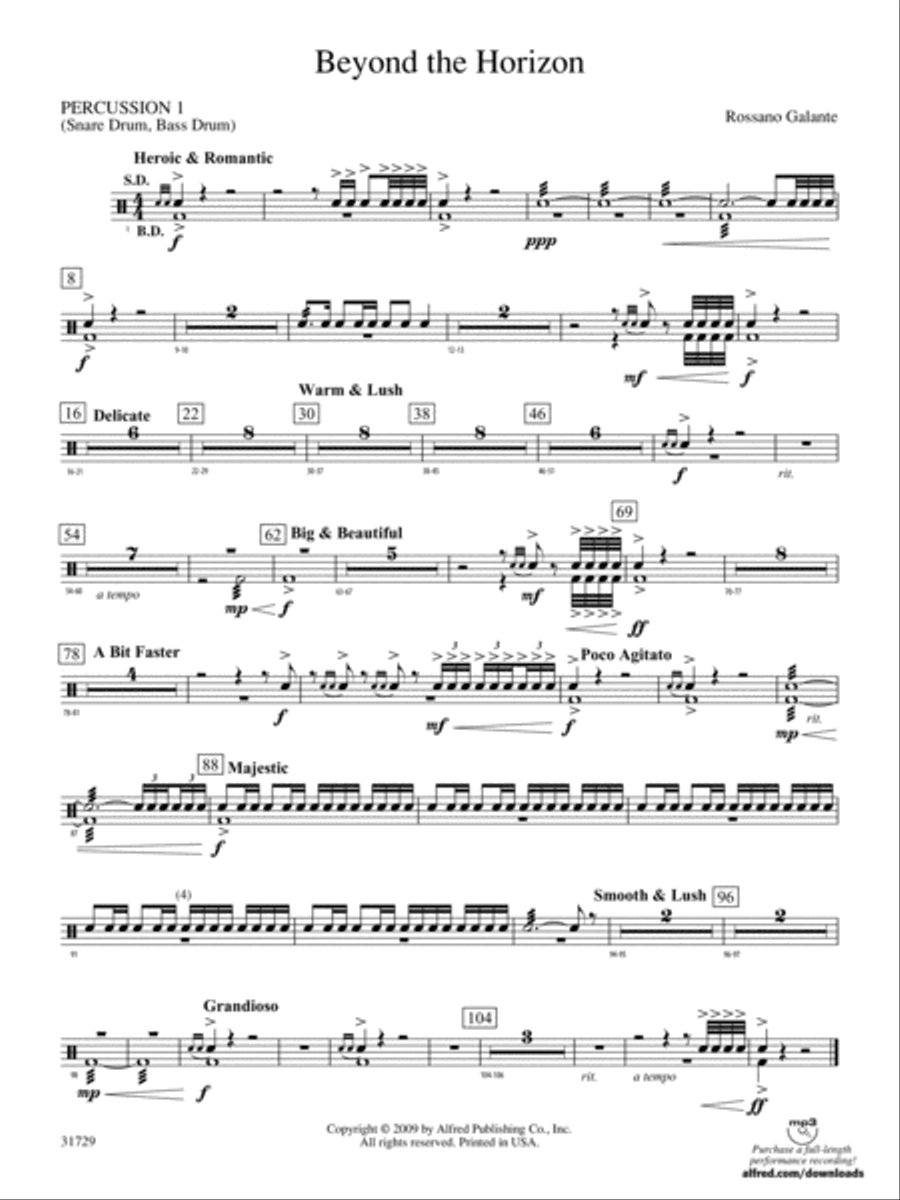 Beyond the Horizon: 1st Percussion Concert Band scores gallery preview page 1