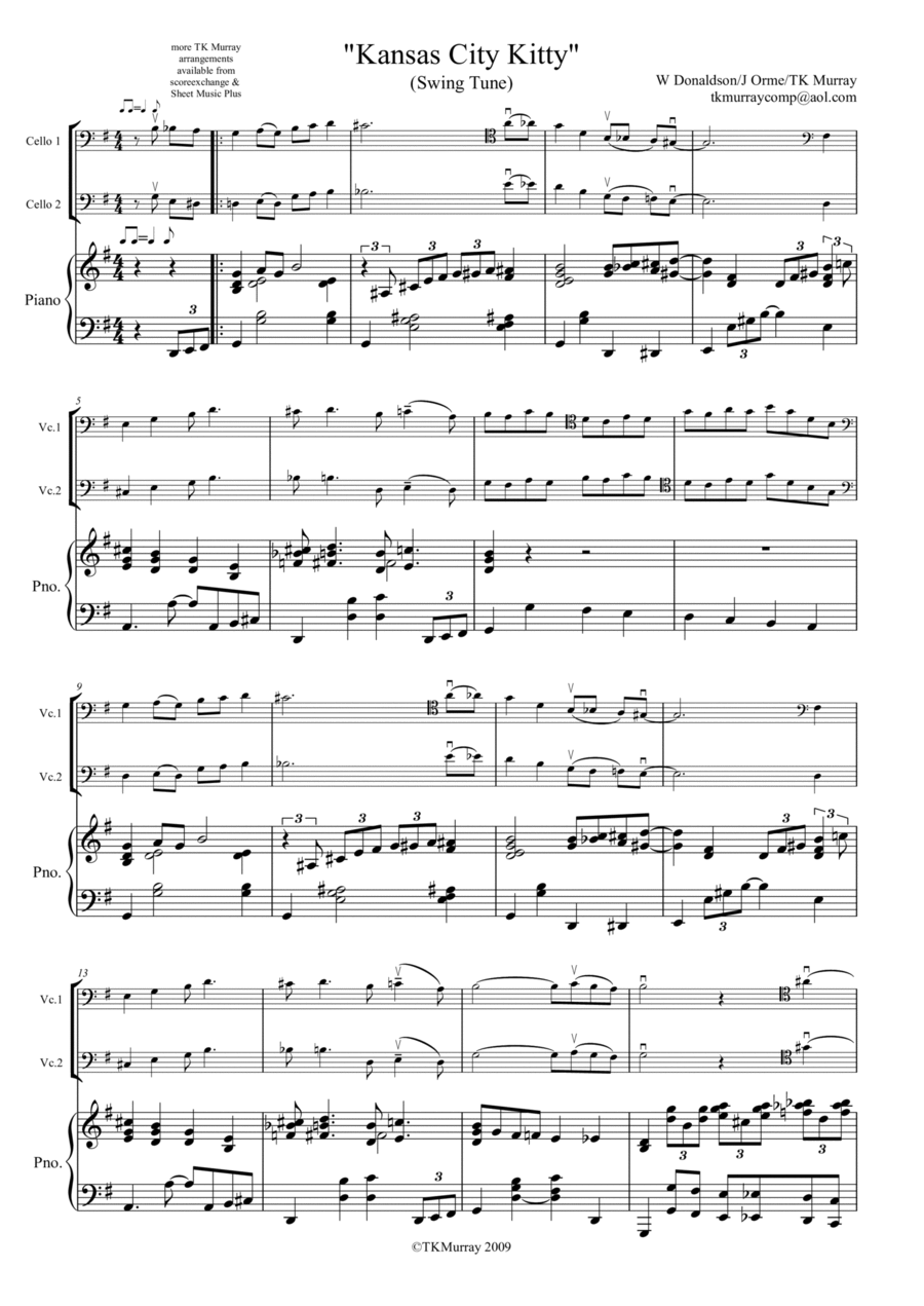 Kansas City Kitty - 2 Cellos, Cello Duo, Cello Group & Piano String Duet scores gallery preview page 1