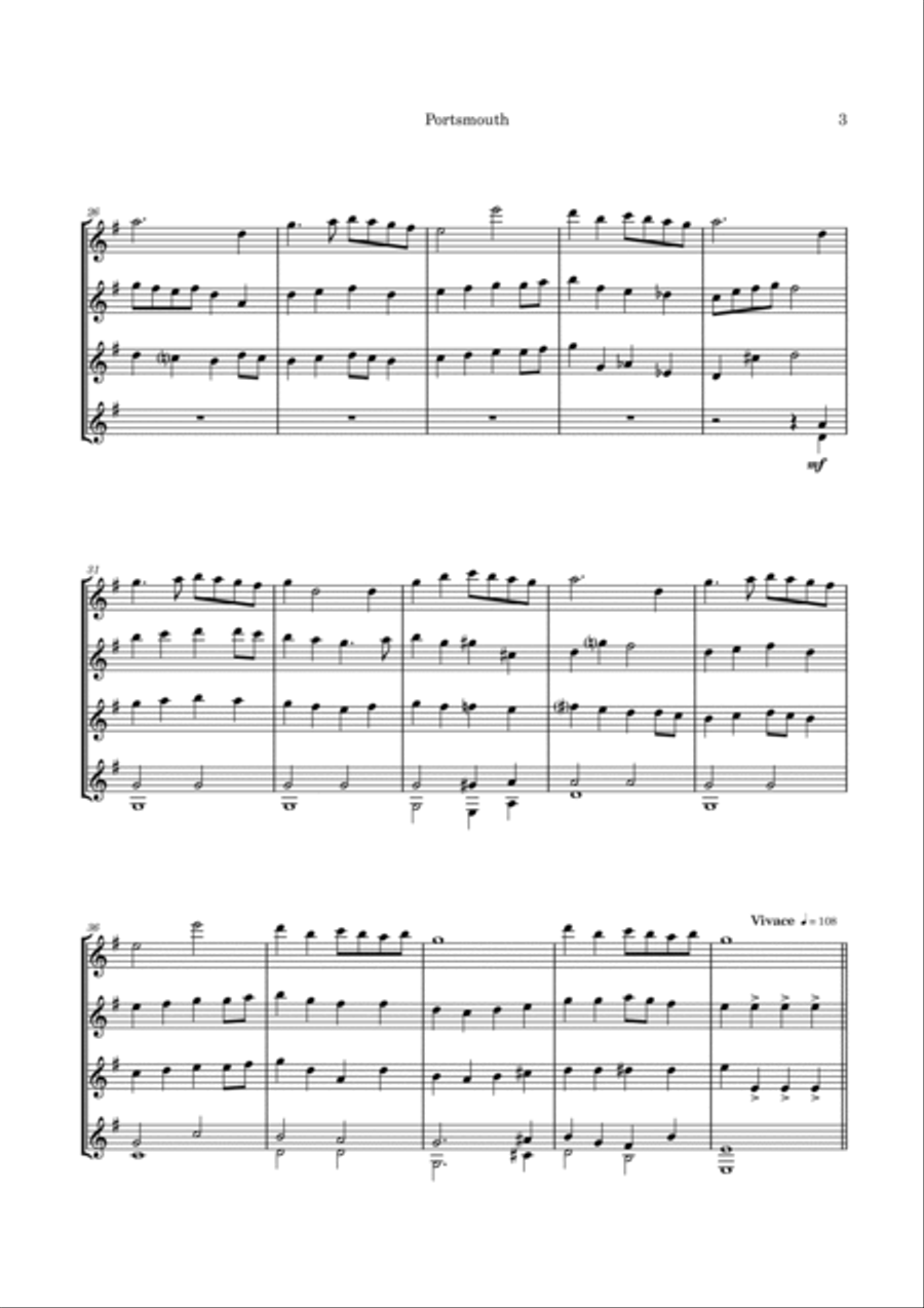Portsmouth - Hornpipe for 4 guitars/large ensemble Large Ensemble scores gallery preview page 6