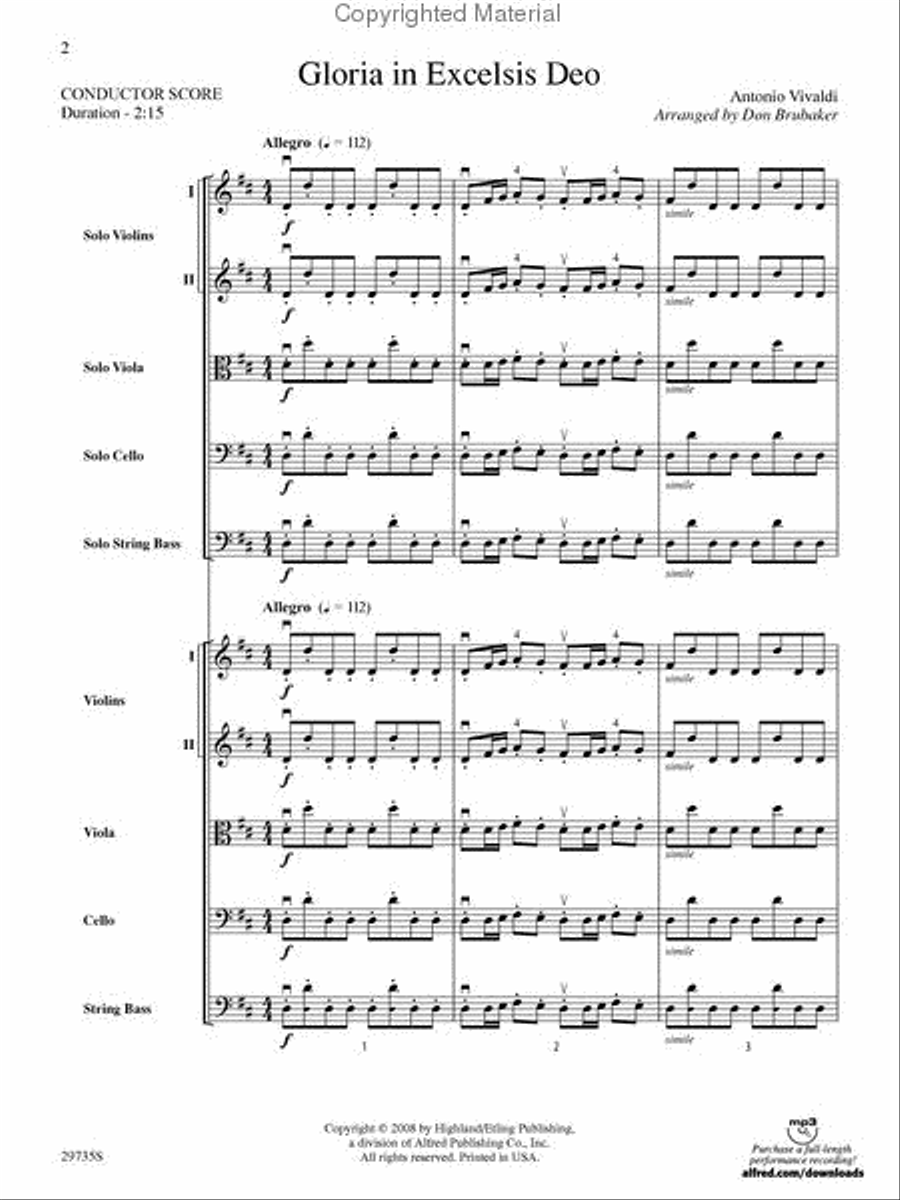 Gloria In Excelsis Deo String Orchestra scores gallery preview page 2