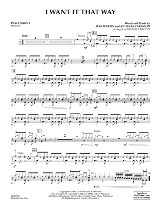 Book cover for I Want It That Way (arr. Michael Brown) - Percussion 1