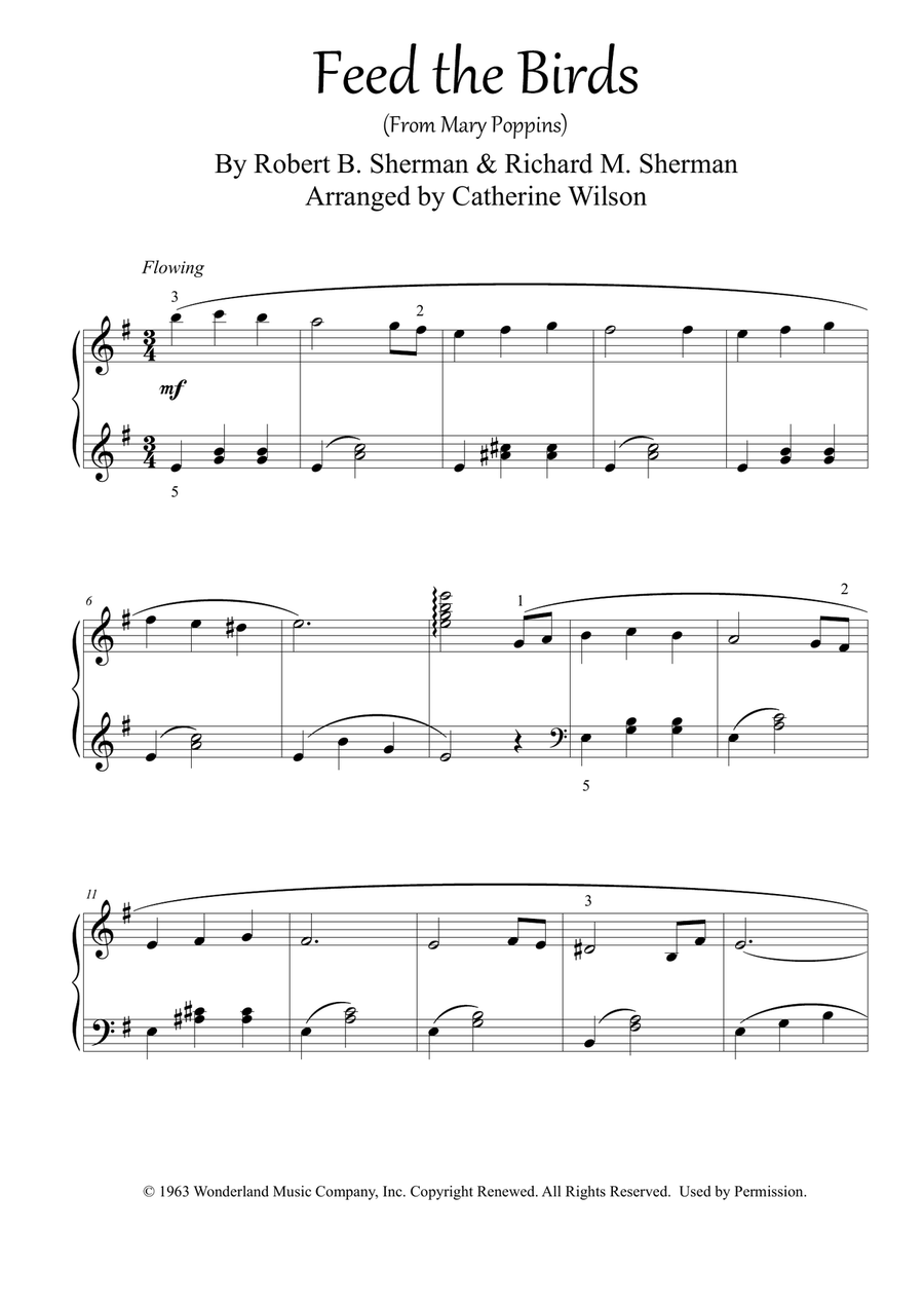 Feed The Birds (tuppence A Bag) Piano Solo scores gallery preview page 2