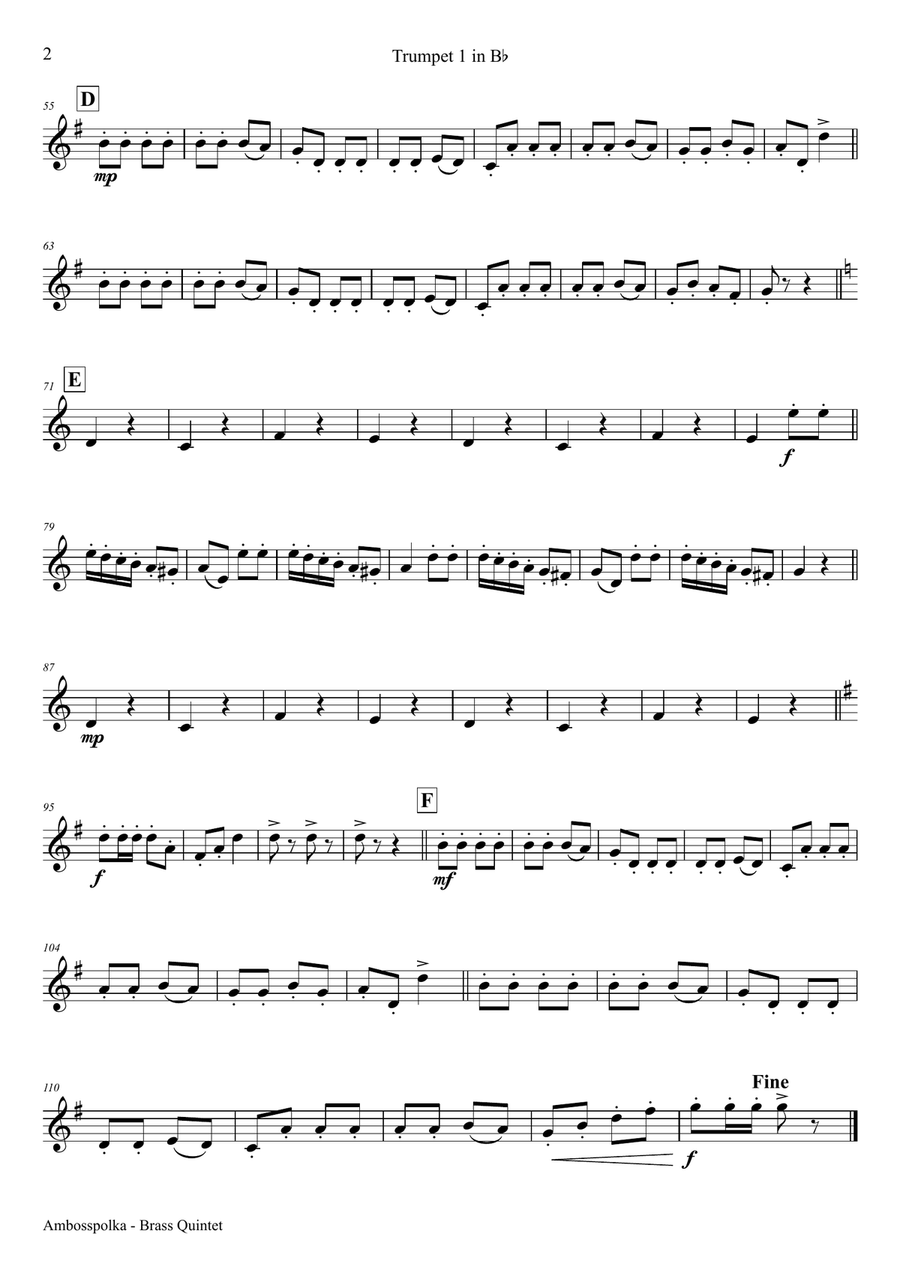 Amboss-Polka - German Polka - Oktoberfest - Brass Quintet Brass Quintet scores gallery preview page 6