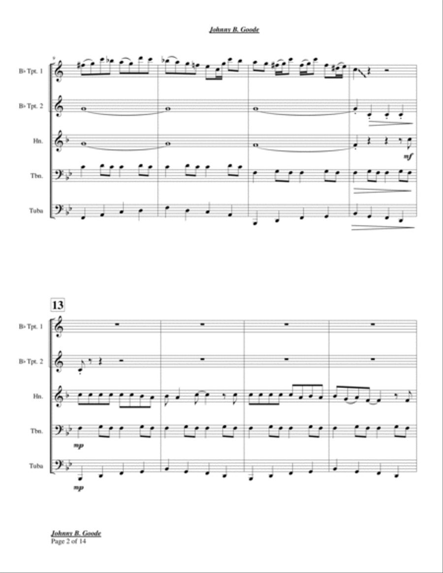 Johnny B. Goode Euphonium scores gallery preview page 2