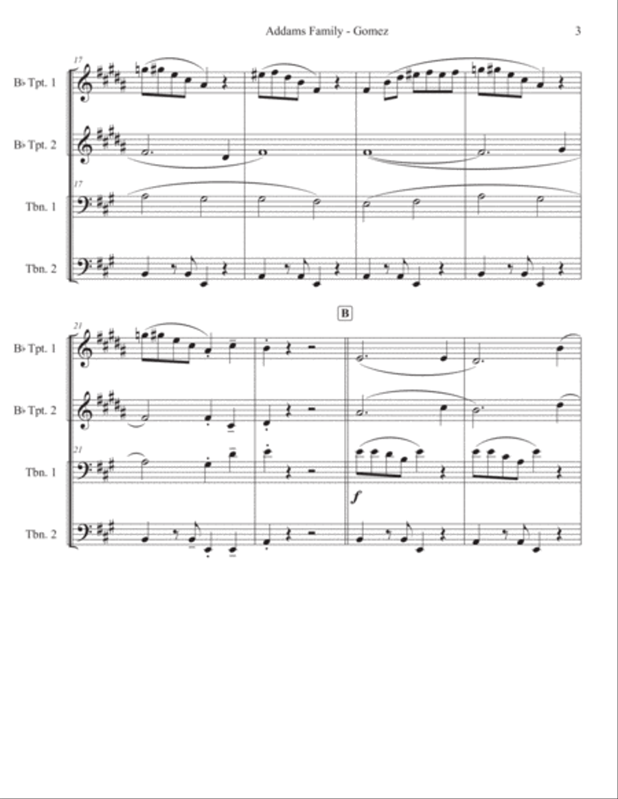 Addams Family Theme Chamber Music scores gallery preview page 6