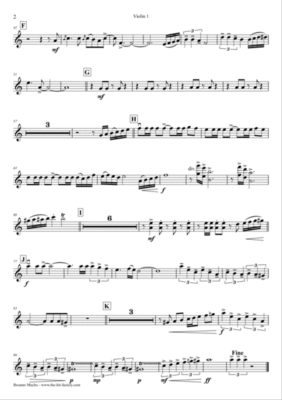 Besame Mucho (Kiss Me Much) String Orchestra scores gallery preview page 6