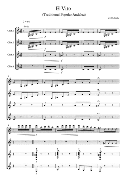 El Vito (guitar ensemble) - Score Only image number null