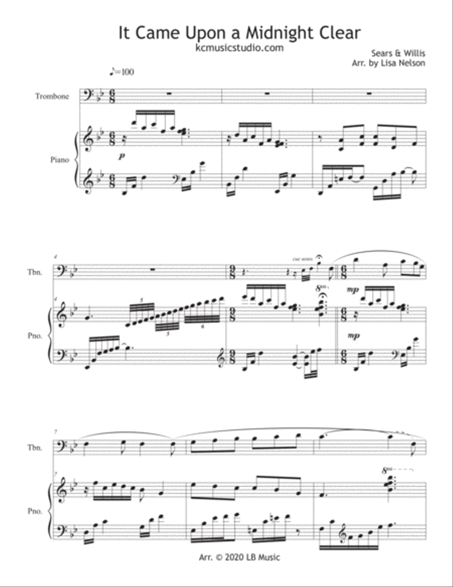 It Came Upon a Midnight Clear - Trombone Solo Piano scores gallery preview page 2