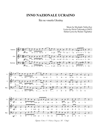 ANTHEM OF UKRAINE - Arr. for SABar Chorus - Italian Lyrics and Original and transliterated Ukraine l