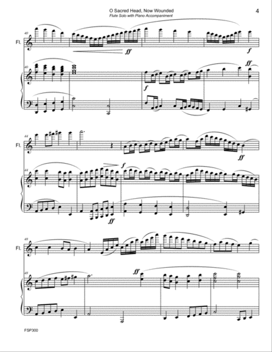 O SACRED HEAD NOW WOUNDED - FLUTE or ALTO FLUTE SOLO with Piano Accompaniment Flute Solo scores gallery preview page 4