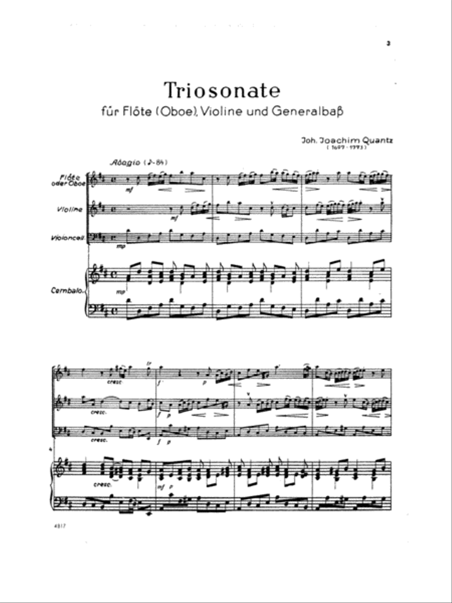 Quantz: Trio Sonata in D Major Part scores gallery preview page 3