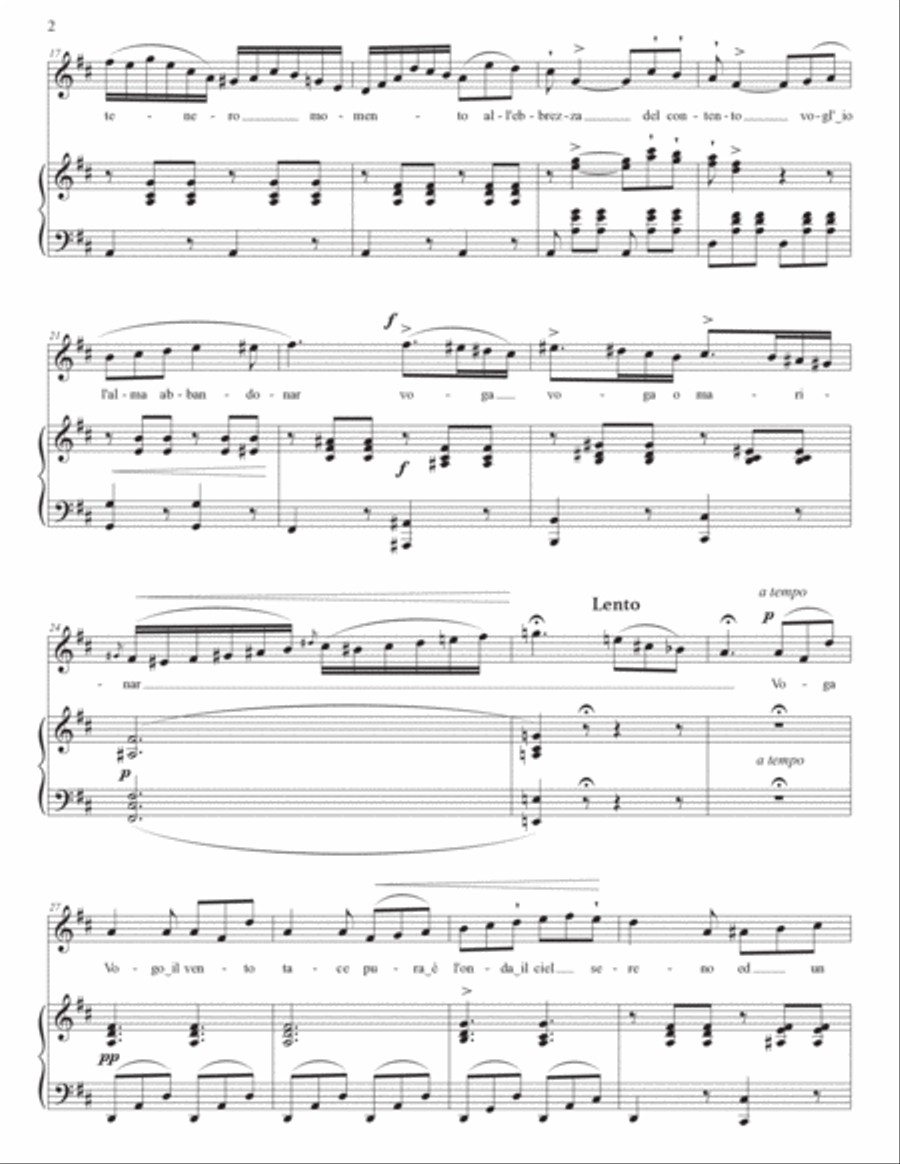 DONIZETTI: Il barcaiolo (transposed to D major) Voice scores gallery preview page 3
