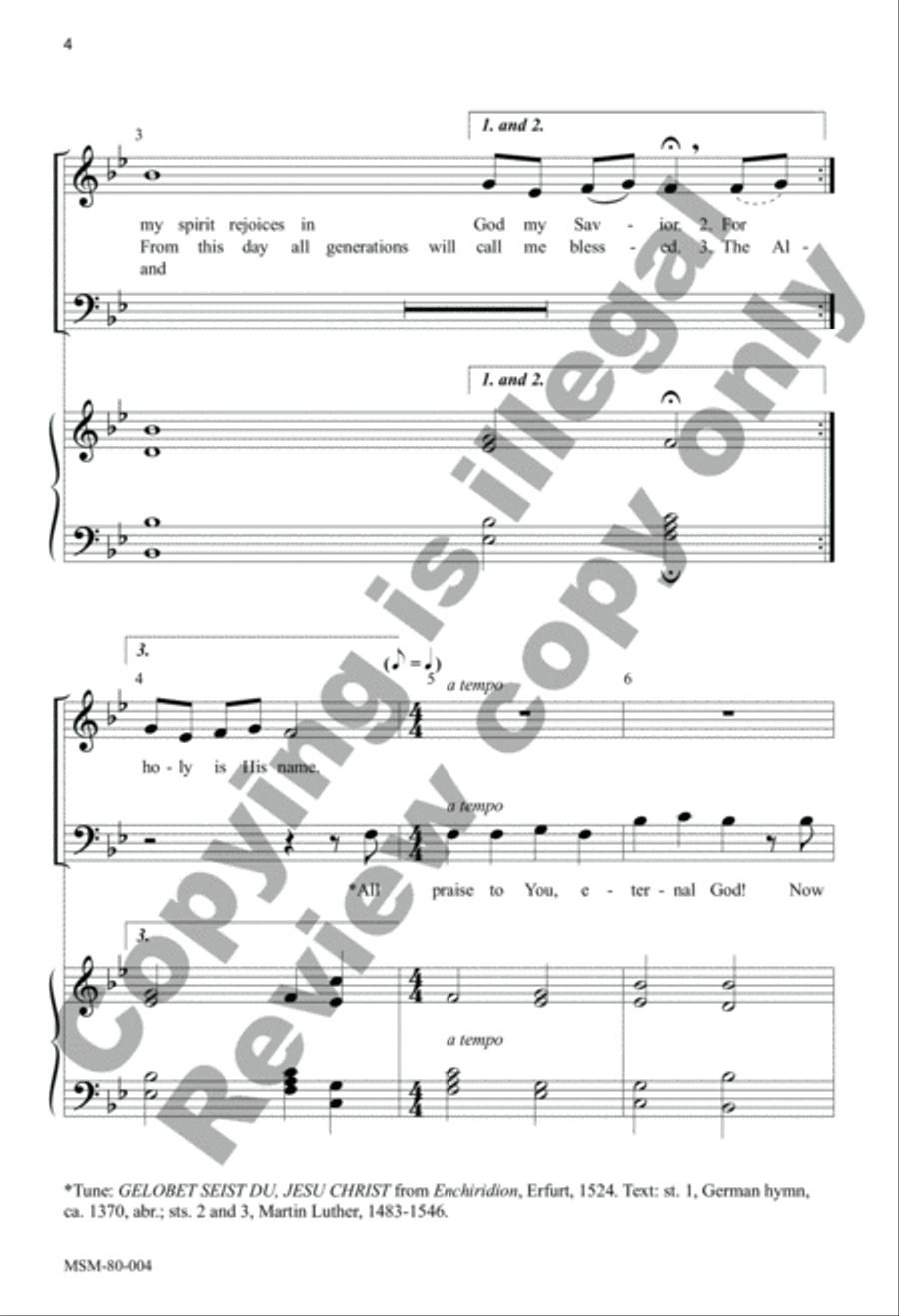 Magnificat All Praise to You, Eternal God 4-Part scores gallery preview page 3
