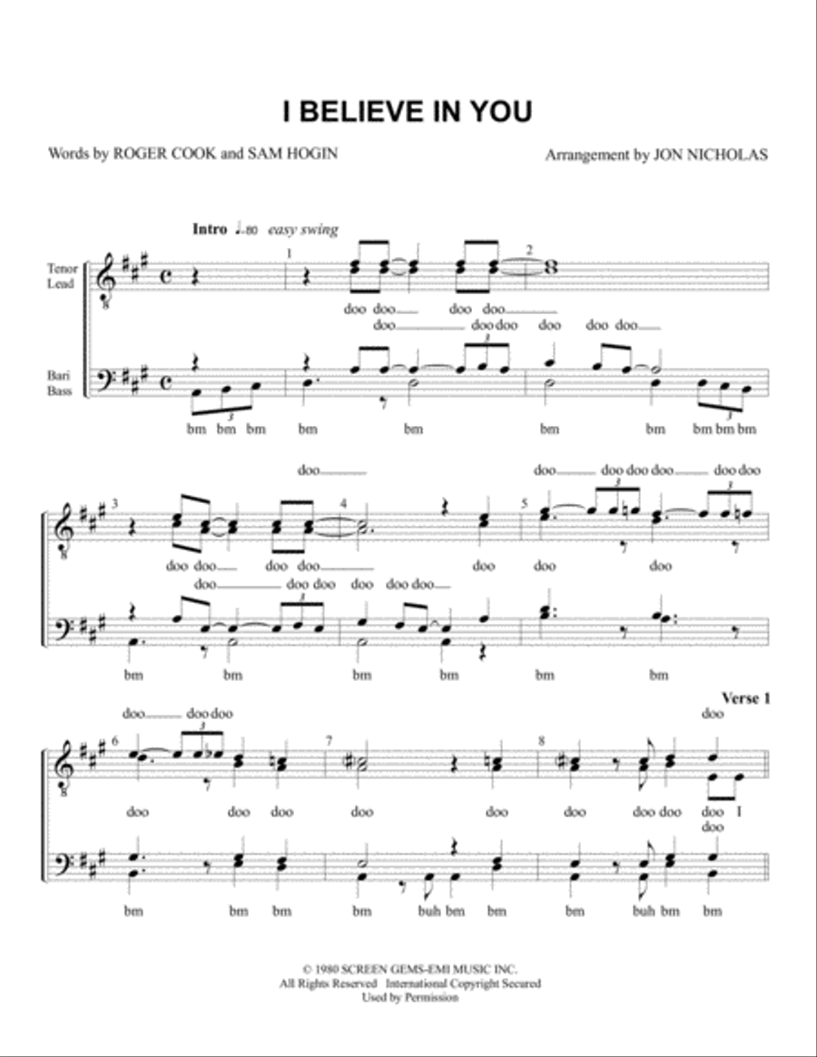 I Believe In You I Believe In You TTBB scores gallery preview page 1