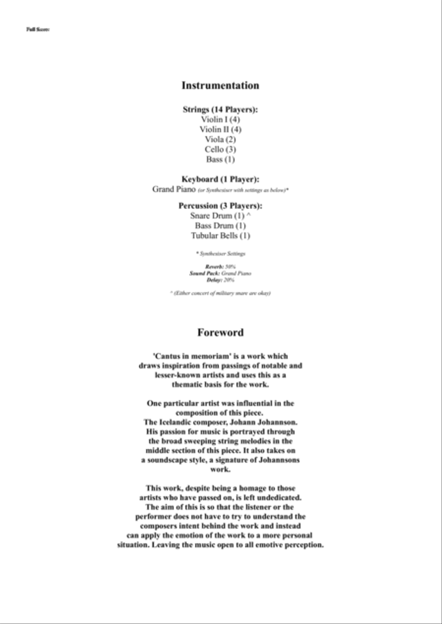 Cantus in memoriam String Orchestra scores gallery preview page 2