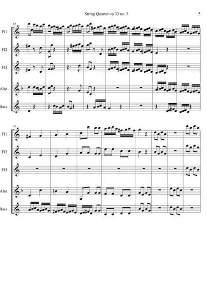 Joseph Haydn. String Quartet in C major 'The Bird', Op 33 No 3, movement 4 image number null