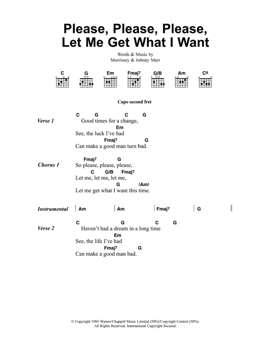 Please, Please, Please, Let Me Get What I Want Easy Guitar scores gallery preview page 1