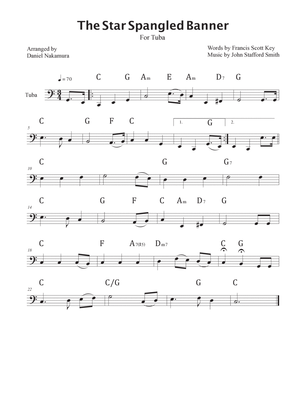 The Star Spangled Banner (For Tuba with Chords)