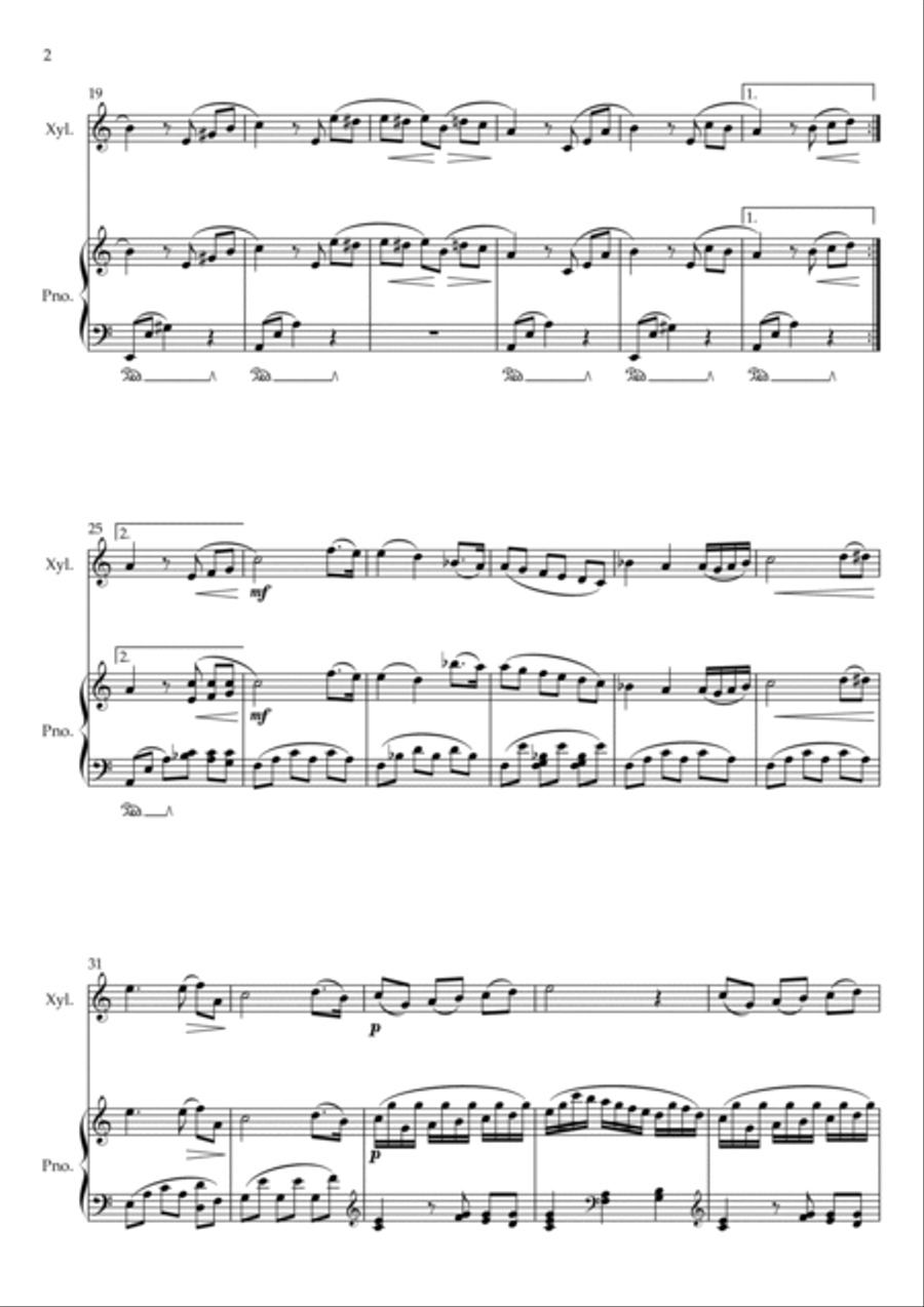 Für Elise (For Elise) - for Xylophone and Piano accompaniment - with Piano Play along Piano scores gallery preview page 2