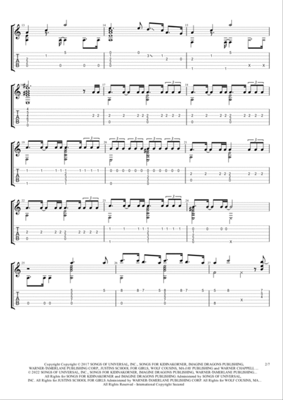 Believer Guitar Tablature scores gallery preview page 2