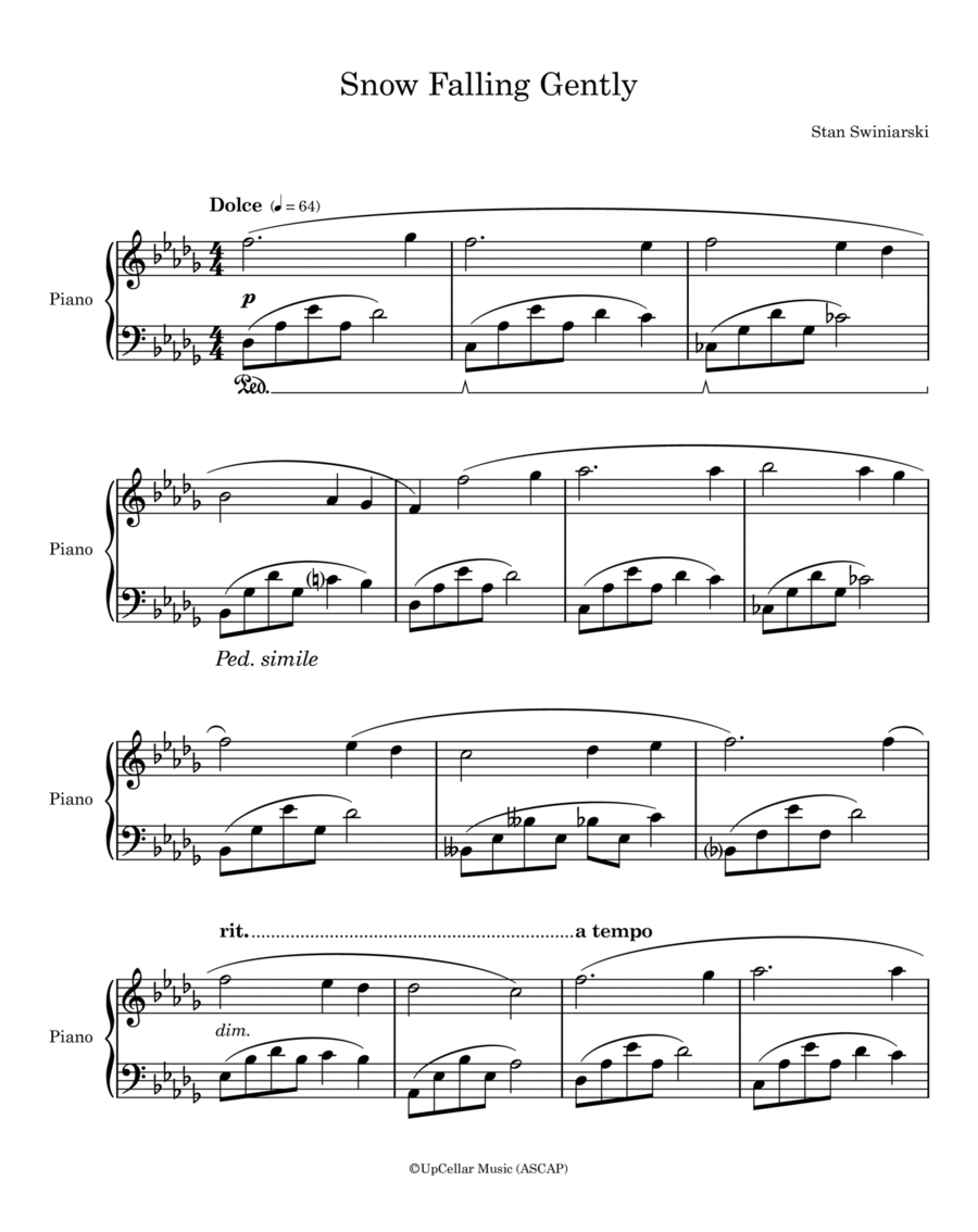 Snow Falling Gently Piano Solo scores gallery preview page 1