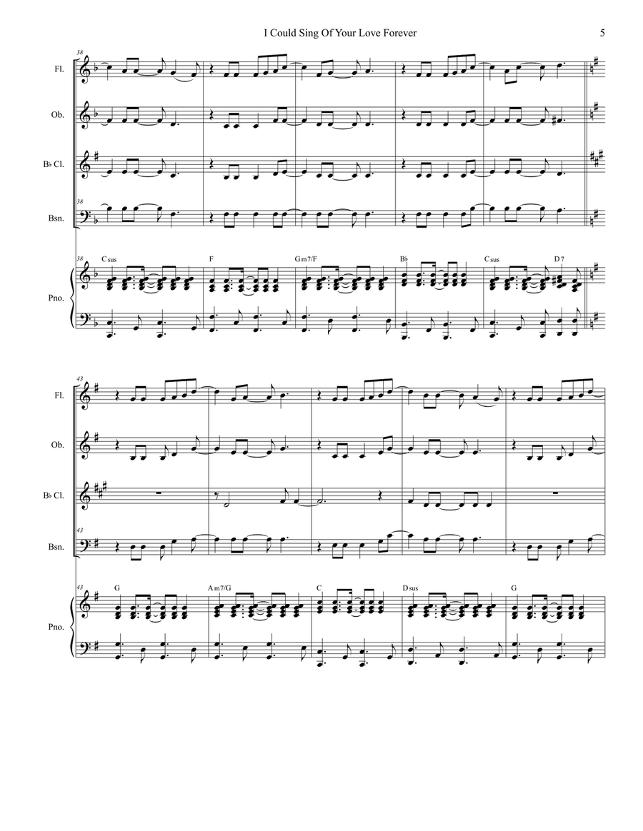 I Could Sing Of Your Love Forever Woodwind Quartet scores gallery preview page 5