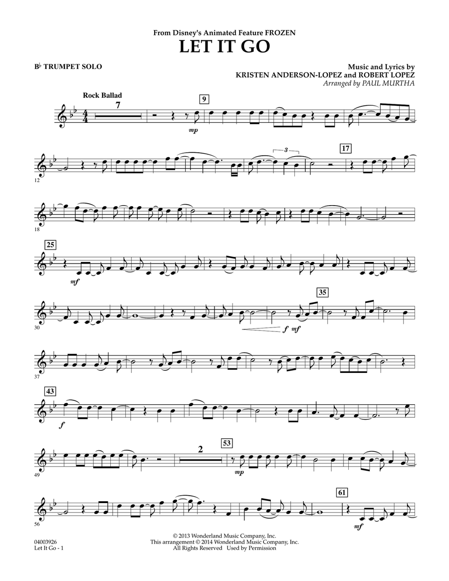 Let It Go - Bb Trumpet Solo Concert Band scores gallery preview page 1