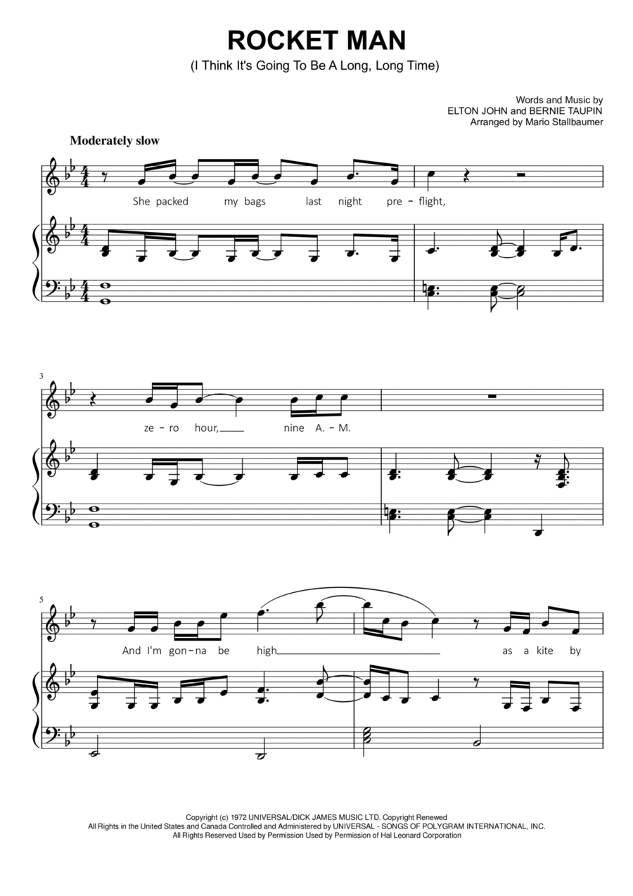 Rocket Man (I Think It's Gonna Be A Long Long Time) Voice scores gallery preview page 1