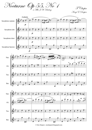Nocturne - F. Chopin (Op55 N1) for SAX Quartet (SATB)