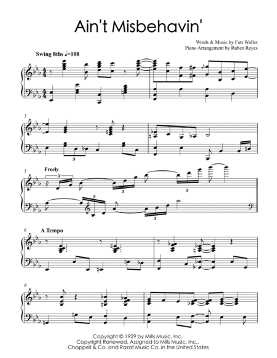 Ain't Misbehavin' Piano Solo scores gallery preview page 2