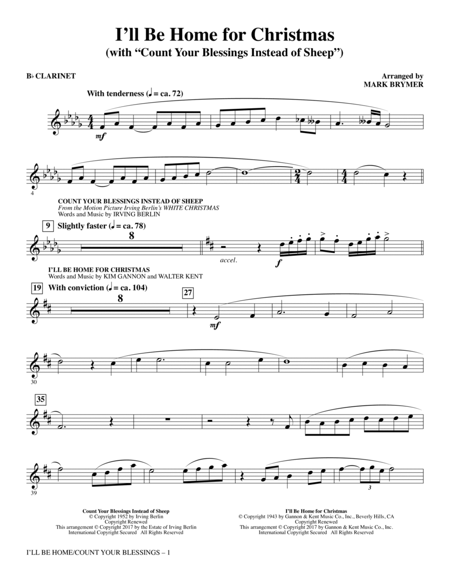 I'll Be Home for Christmas - Bb Clarinet Choir scores gallery preview page 1