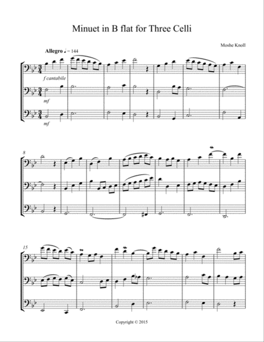 Minuet for 3 Celli String Trio scores gallery preview page 1