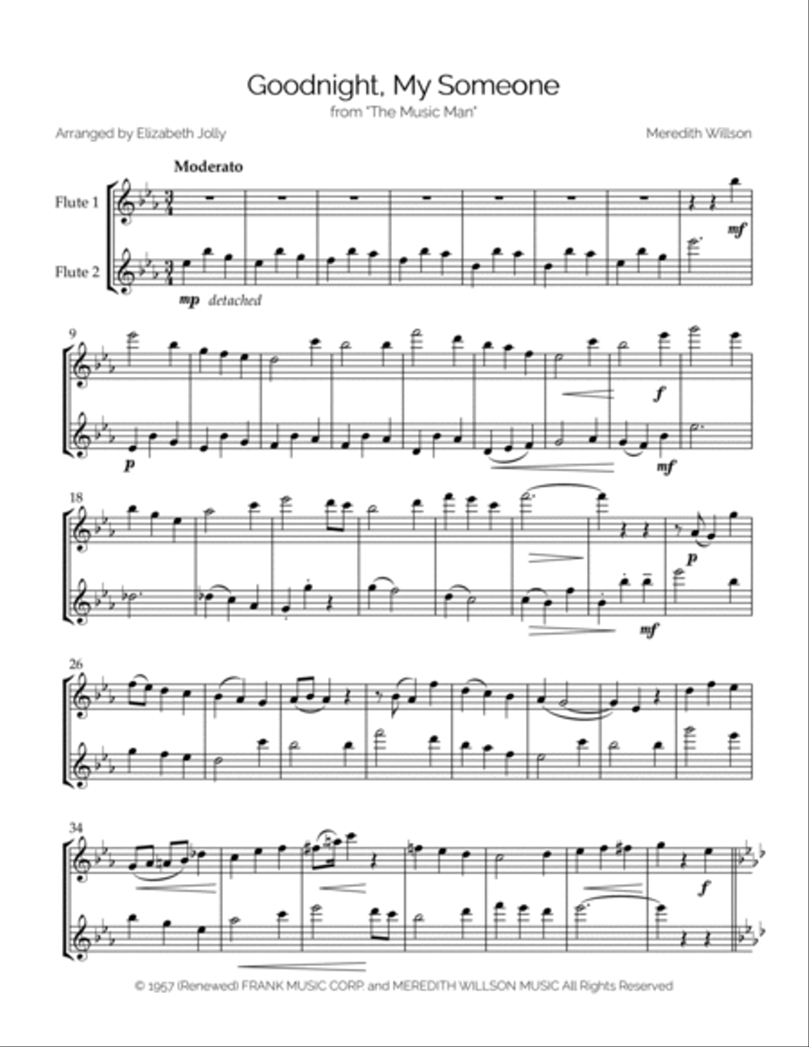 Goodnight, My Someone Flute Duet scores gallery preview page 2